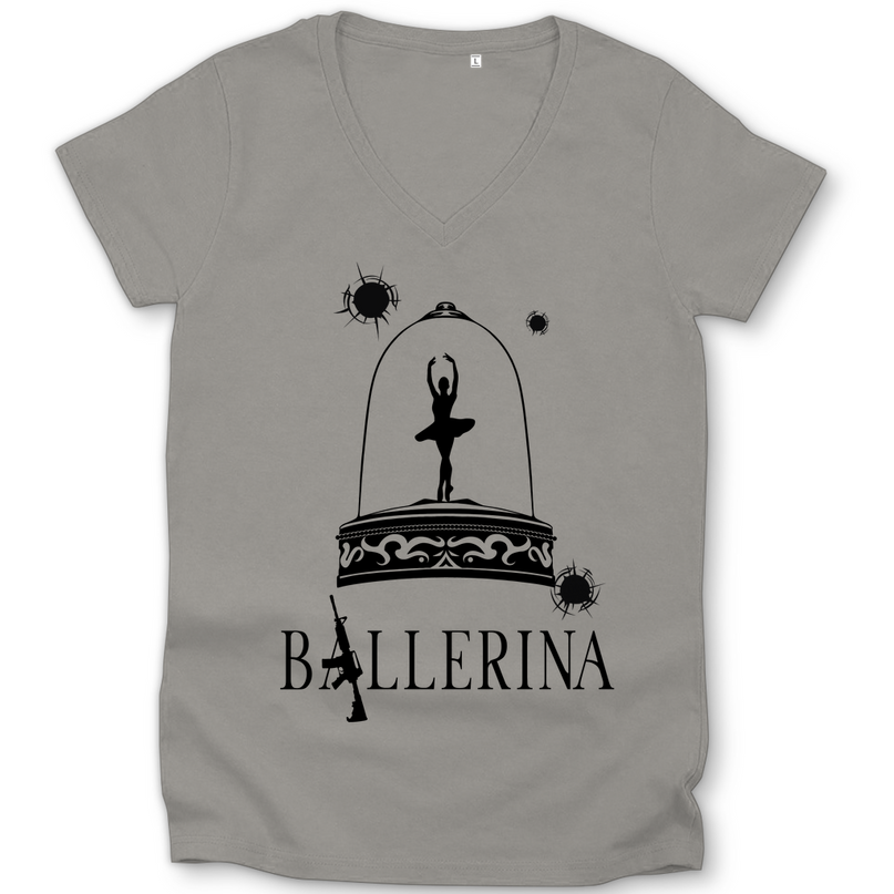 Damen Premium Bio V-Neck T-Shirt - Tänzerin im Kugelhagel