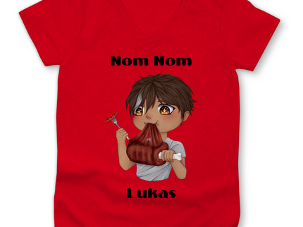 Damen Premium Bio V-Neck T-Shirt Mampf Chibi