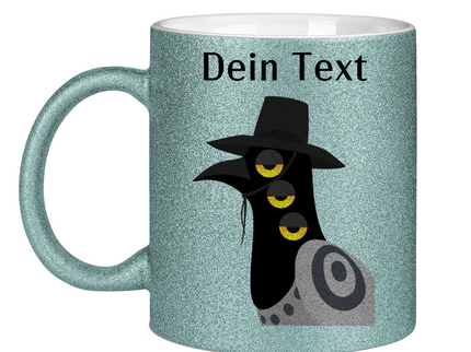 Glitzertasse – Dämonischer Vogel