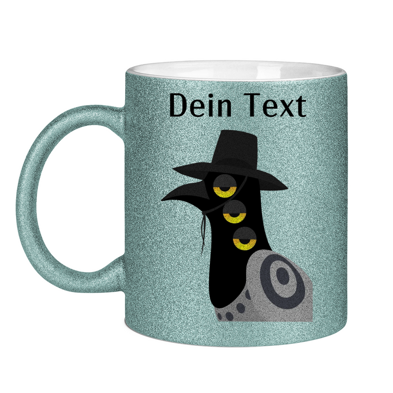Glitzertasse – Dämonischer Vogel