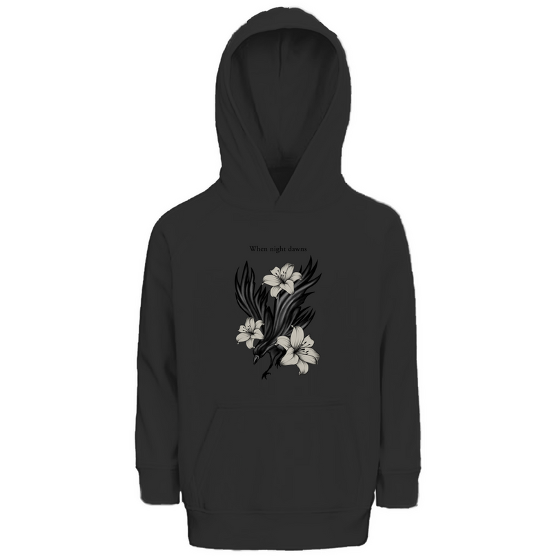 Kinder Premium Bio Hoodie – Rabe und Lilien