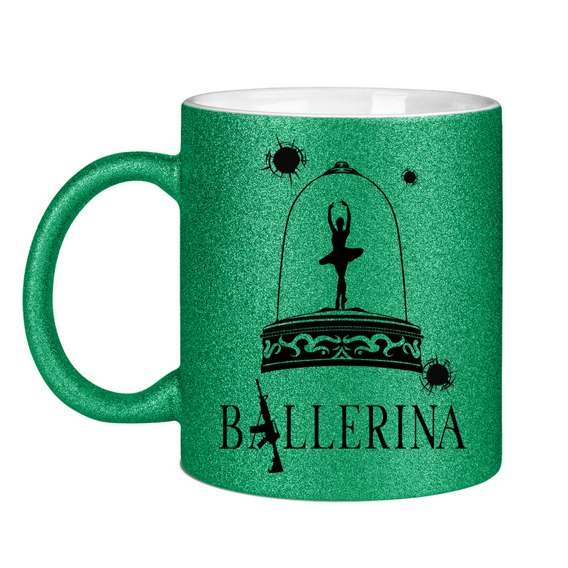 Glitzertasse - Tänzerin im Kugelhagel