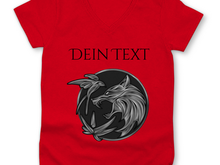 Damen Premium Bio V-Neck T-Shirt - Wolfsemblem