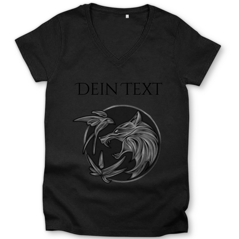 Damen Premium Bio V-Neck T-Shirt - Wolfsemblem