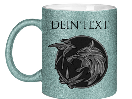 Glitzertasse - Wolfsemblem