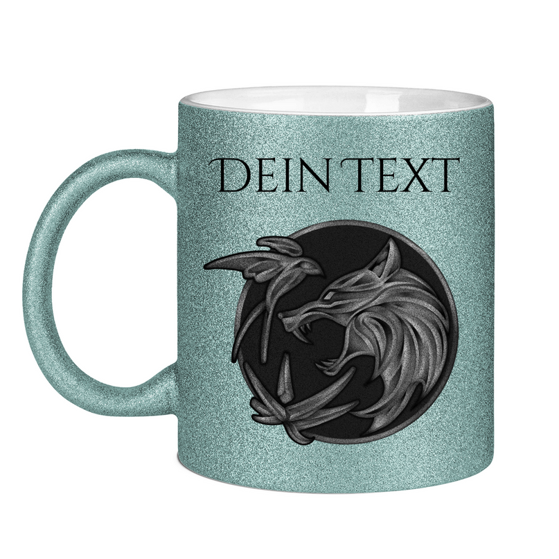 Glitzertasse - Wolfsemblem