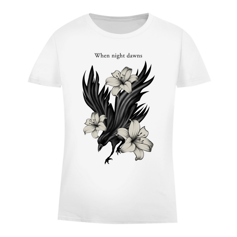 Damen Premium Bio T-Shirt – Rabe und Lilien