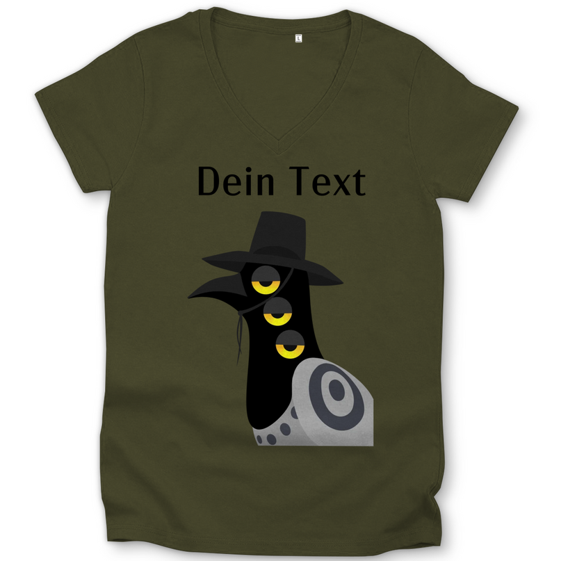 Damen Premium Bio V-Neck T-Shirt Damen Premium Bio V-Neck T-Shirt – Dämonischer Vogel