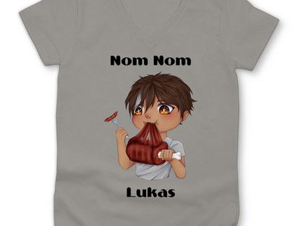 Damen Premium Bio V-Neck T-Shirt Mampf Chibi