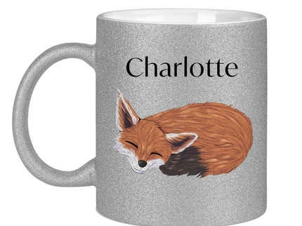 Glitzertasse – Schlafender Fuchs
