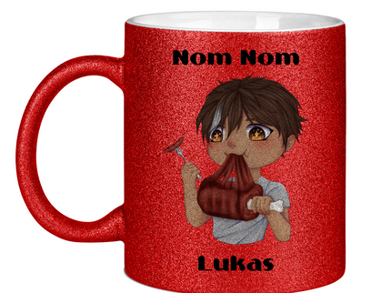Glitzertasse Tasse - Mampf Chibi
