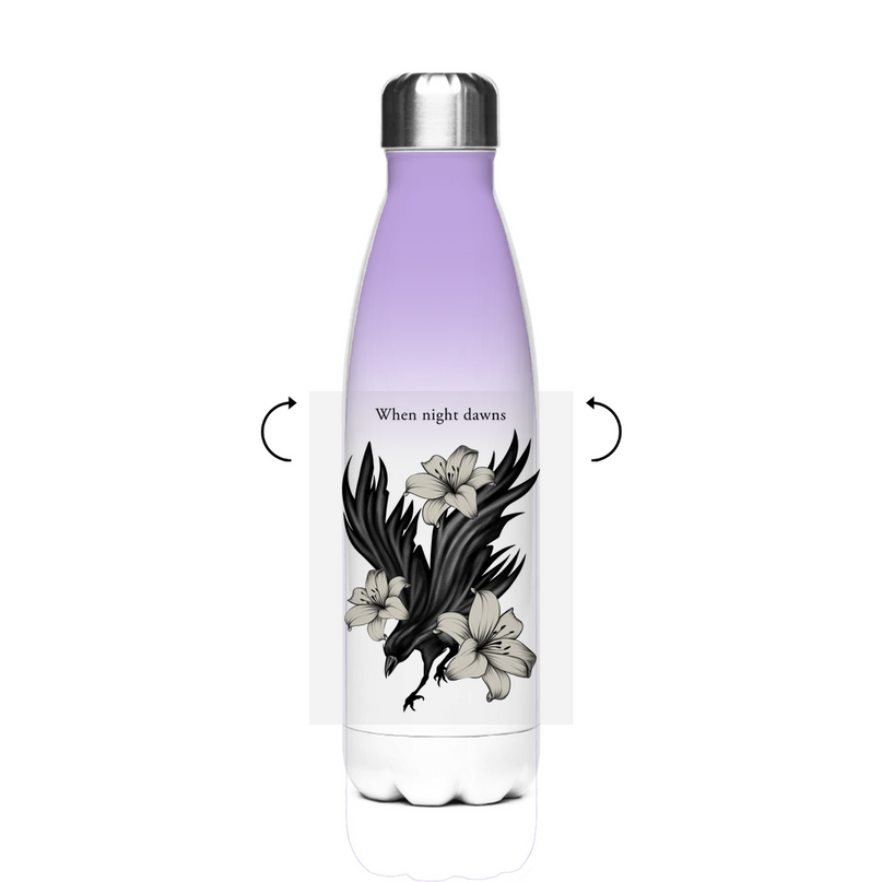 Edelstahl-Thermoflasche – Rabe und Lilien