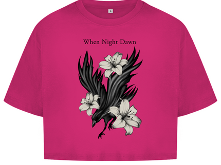 Damen Oversize Crop Top – Rabe & Lilien Motiv