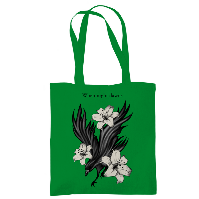 Tragetasche – Rabe und Lilien