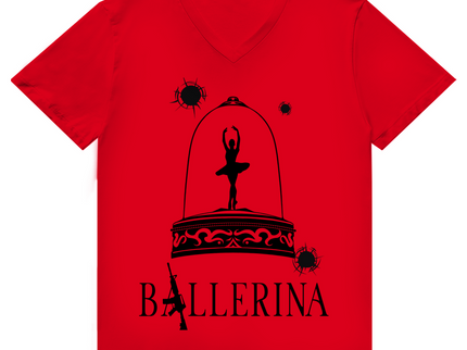 Herren Premium Bio V-Neck T-Shirt - Tänzerin im Kugelhagel