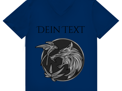 Herren Premium Bio V-Neck T-Shirt - Wolfsemblem