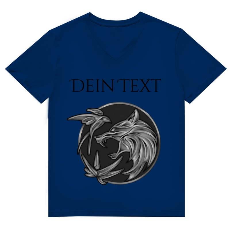 Herren Premium Bio V-Neck T-Shirt - Wolfsemblem