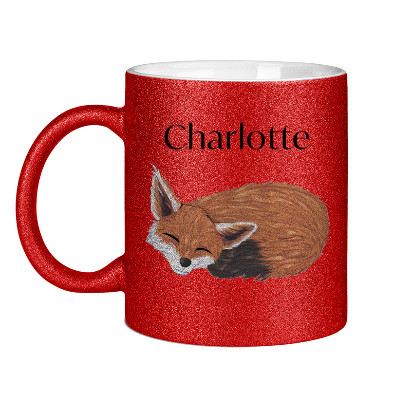 Glitzertasse – Schlafender Fuchs