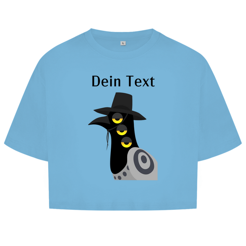 Damen Oversize Crop Top – Dämonischer Vogel