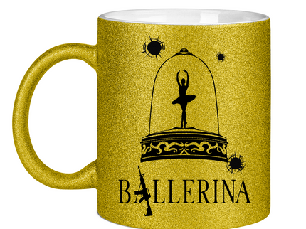 Glitzertasse - Tänzerin im Kugelhagel
