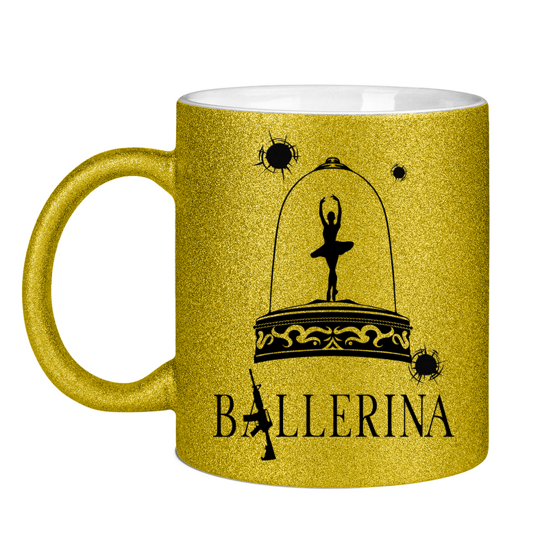 Glitzertasse - Tänzerin im Kugelhagel