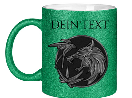 Glitzertasse - Wolfsemblem