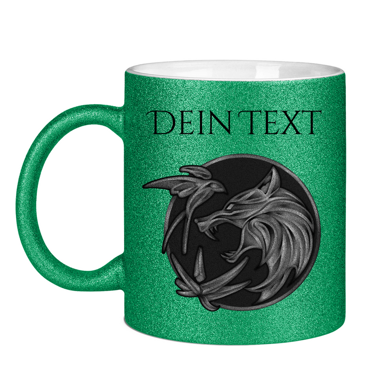 Glitzertasse - Wolfsemblem