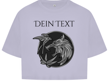 Damen Oversize Crop Top - Wolfsemblem