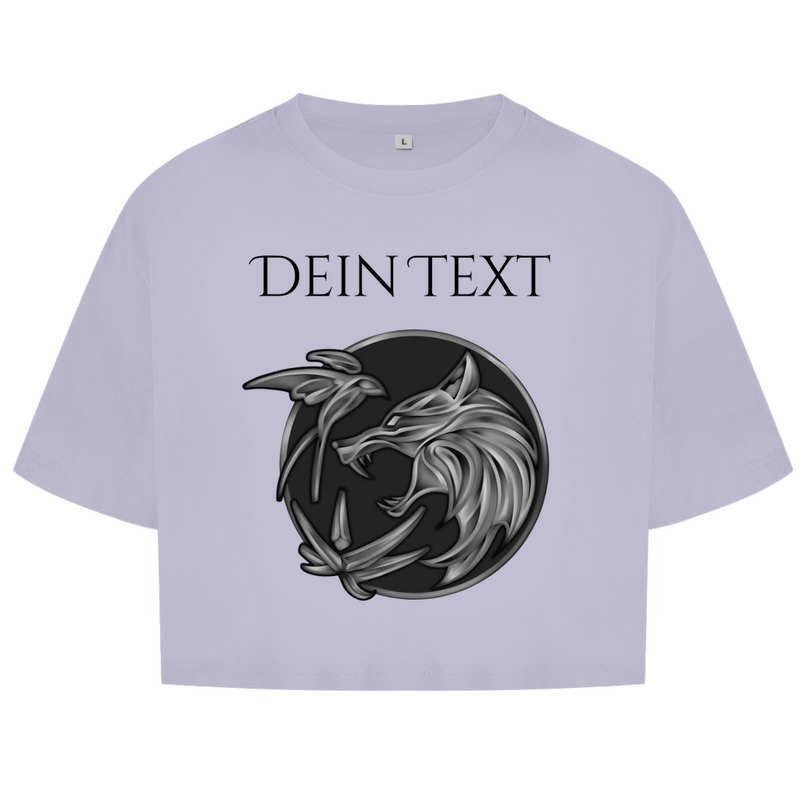 Damen Oversize Crop Top - Wolfsemblem