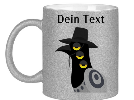 Glitzertasse – Dämonischer Vogel