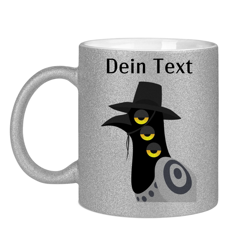 Glitzertasse – Dämonischer Vogel