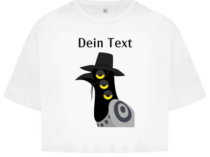 Damen Oversize Crop Top – Dämonischer Vogel