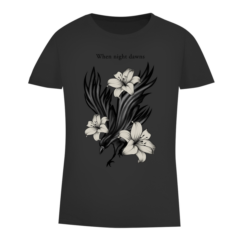 Damen Premium Bio T-Shirt – Rabe und Lilien