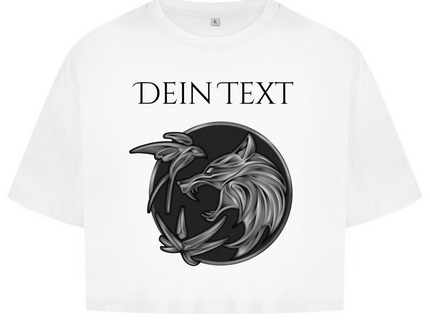 Damen Oversize Crop Top - Wolfsemblem