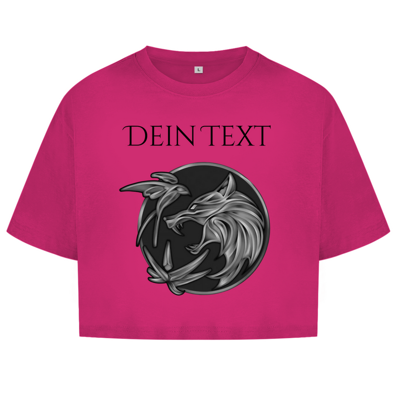 Damen Oversize Crop Top - Wolfsemblem