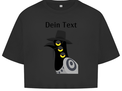 Damen Oversize Crop Top – Dämonischer Vogel
