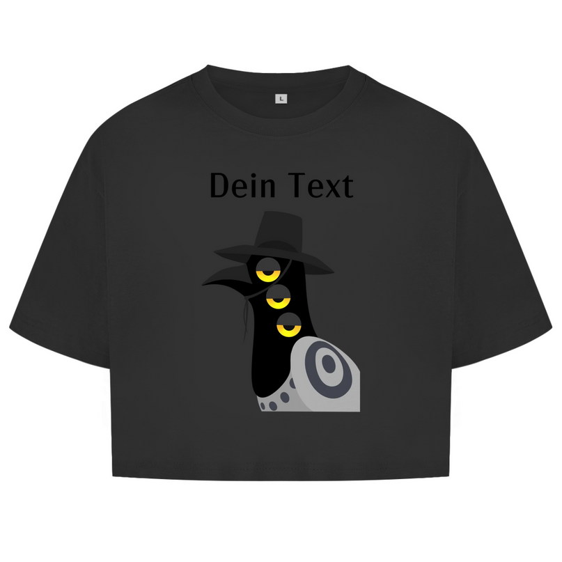 Damen Oversize Crop Top – Dämonischer Vogel