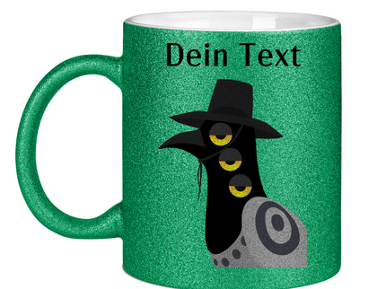Glitzertasse – Dämonischer Vogel