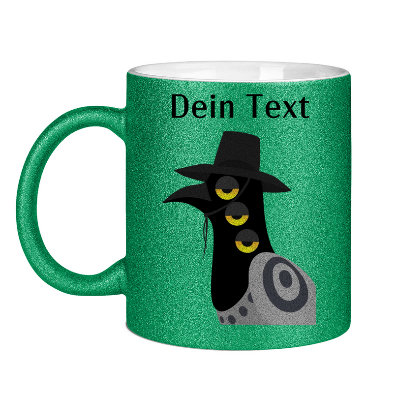 Glitzertasse – Dämonischer Vogel