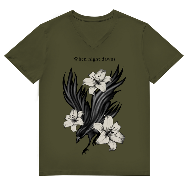 Herren Premium Bio V-Neck T-Shirt - Rabe & Lilien Motiv