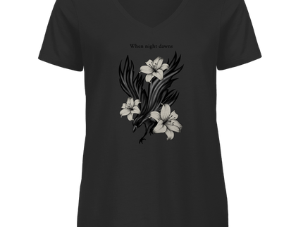 Damen Premium Bio V-Neck T-Shirt – Rabe und Lilien