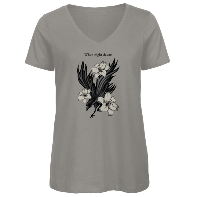 Damen Premium Bio V-Neck T-Shirt – Rabe und Lilien