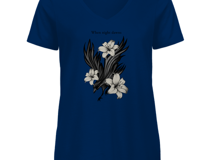 Damen Premium Bio V-Neck T-Shirt – Rabe und Lilien