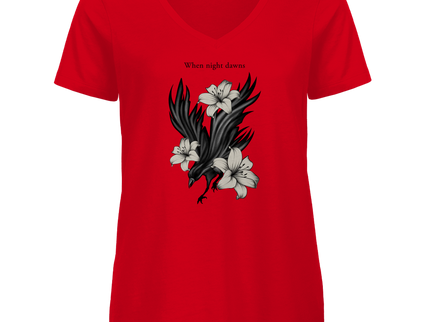 Damen Premium Bio V-Neck T-Shirt – Rabe und Lilien