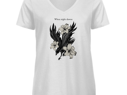 Damen Premium Bio V-Neck T-Shirt – Rabe und Lilien