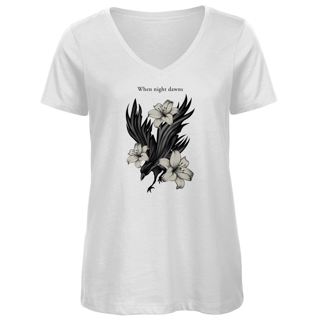 Damen Premium Bio V-Neck T-Shirt – Rabe und Lilien