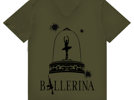 Herren Premium Bio V-Neck T-Shirt - Tänzerin im Kugelhagel
