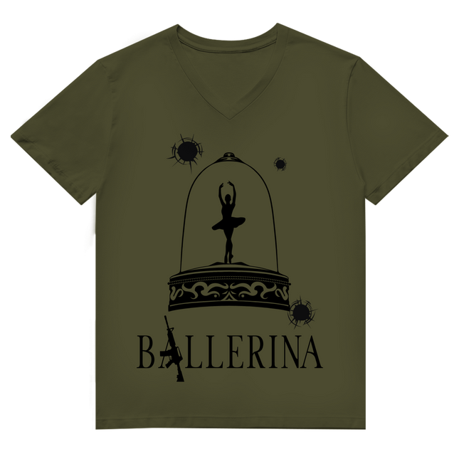 Herren Premium Bio V-Neck T-Shirt - Tänzerin im Kugelhagel