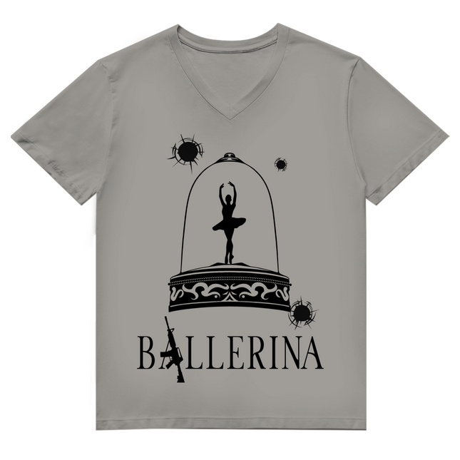 Herren Premium Bio V-Neck T-Shirt - Tänzerin im Kugelhagel