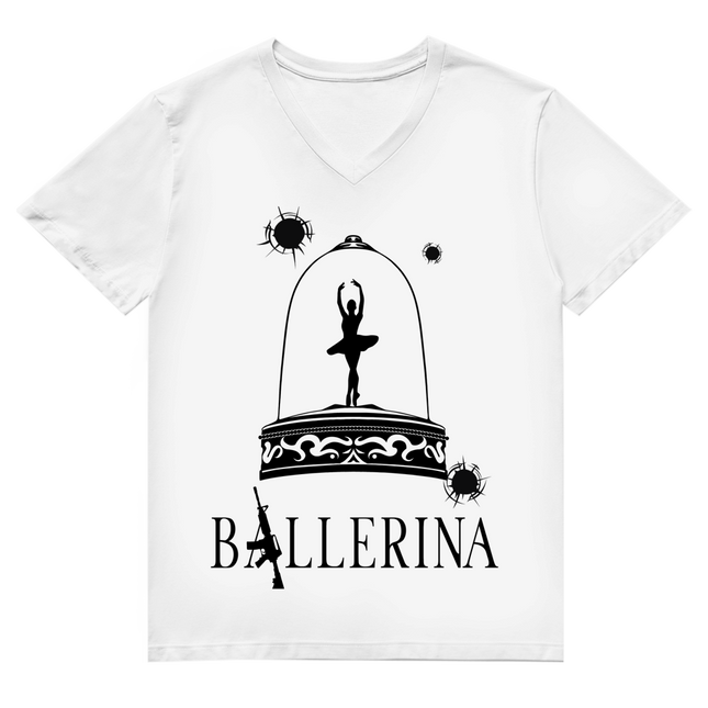 Herren Premium Bio V-Neck T-Shirt - Tänzerin im Kugelhagel